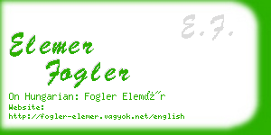 elemer fogler business card